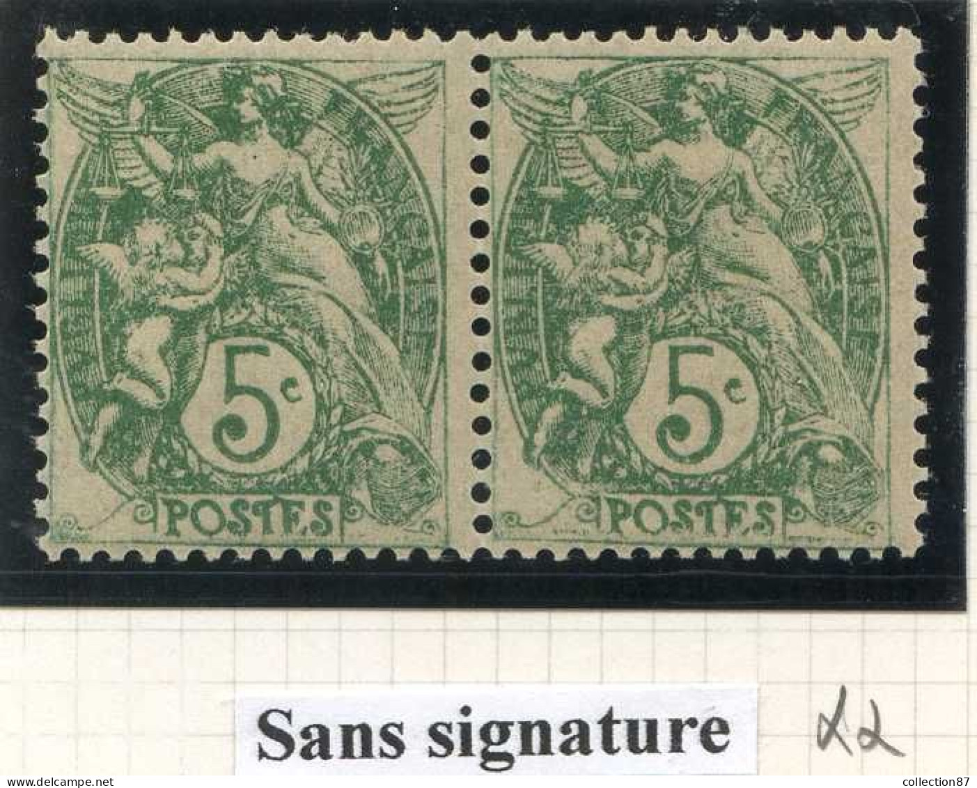 Réf 83 > FRANCE  TYPE BLANC < N° 111 * * Variété Paire Sans Signature < Neuf Luxe * * MNH - 1900-29 Blanc