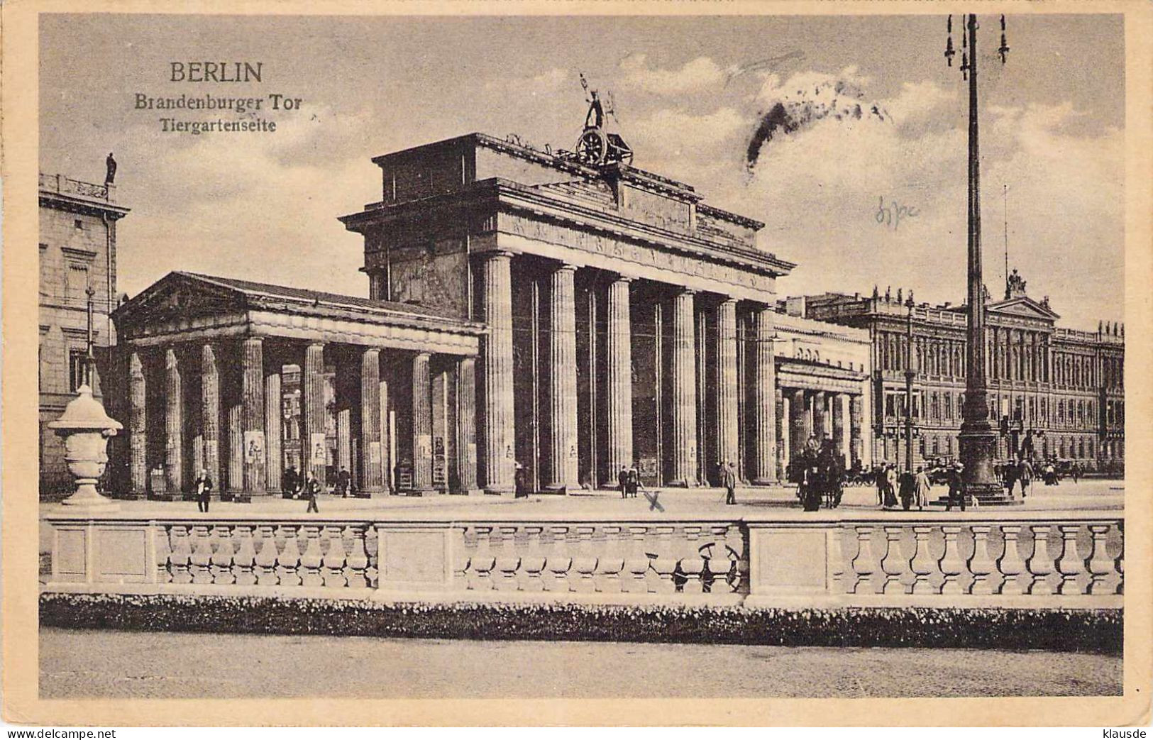 Berlin - Brandenburger Tor - Tiergartenseite Gel.1920 - Brandenburger Deur