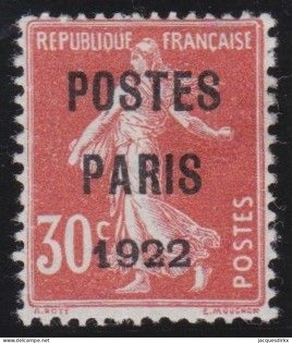France  .  Y&T   .    PRE  38  (2 Scans)     .     *      .       Neuf Avec Gomme Et Traces De Papier Sur La Gomme - 1893-1947