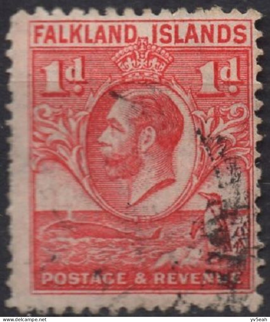 FALKLAND ISLANDS/1929-31/USED/SC#55/ KING GEORGE V /KGV/ 1p SCARLET - Malediven (...-1965)