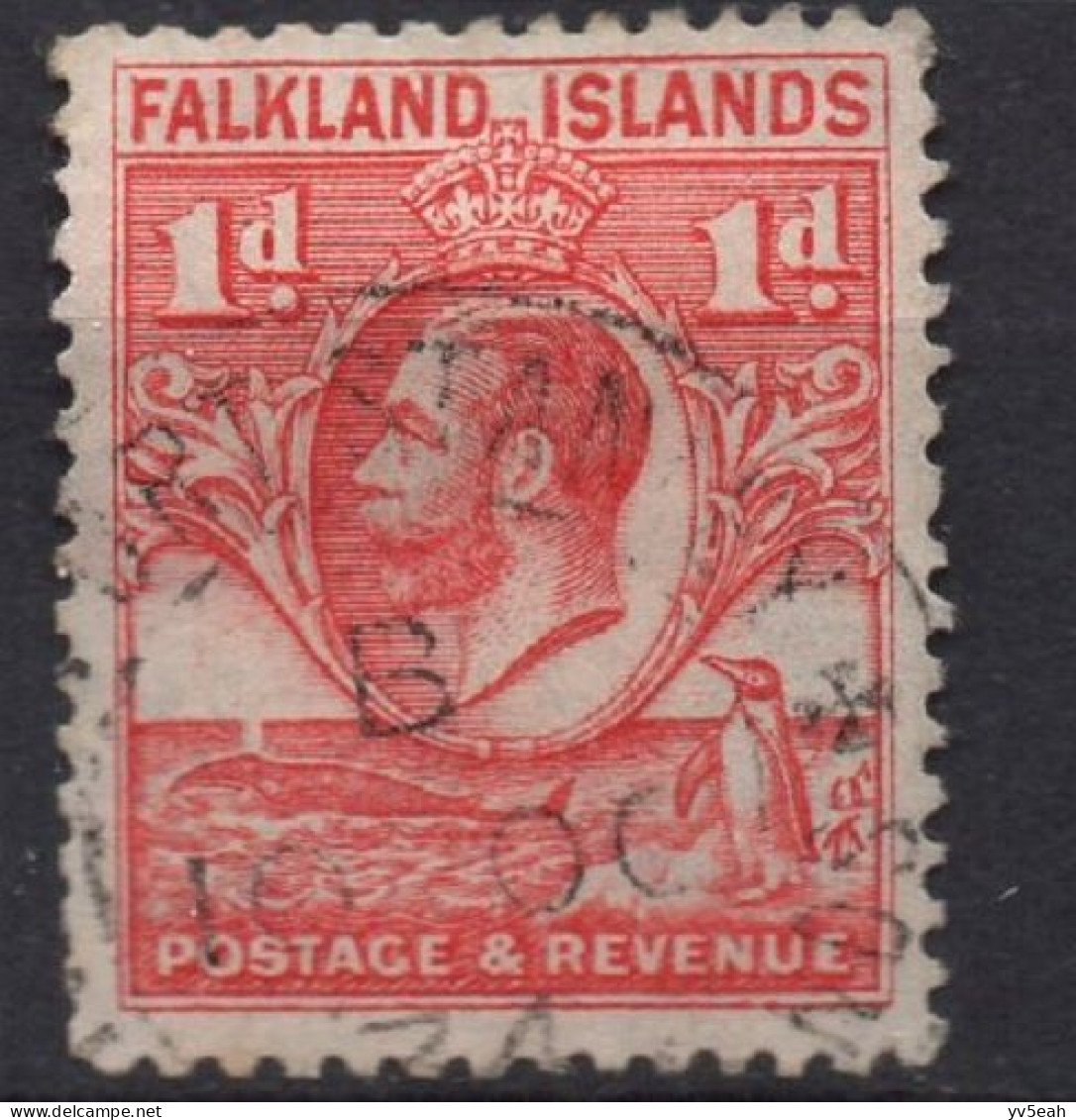 FALKLAND ISLANDS/1929-31/USED/SC#55/ KING GEORGE V /KGV/ 1p SCARLET - Maldivas (...-1965)