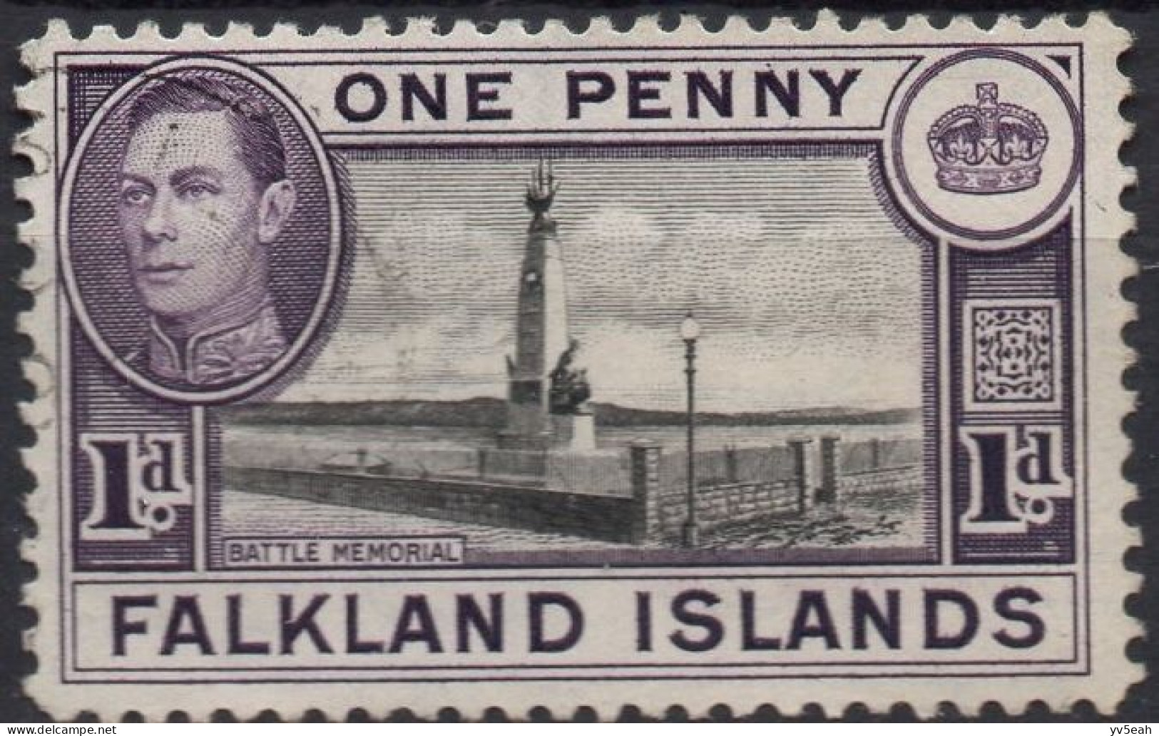 FALKLAND ISLANDS/1938-46/USED/SC#85B/KING GEORGE VI / KGVI / PICTORIAL/1p DK VIOLET & BLACK - Maldiven (...-1965)