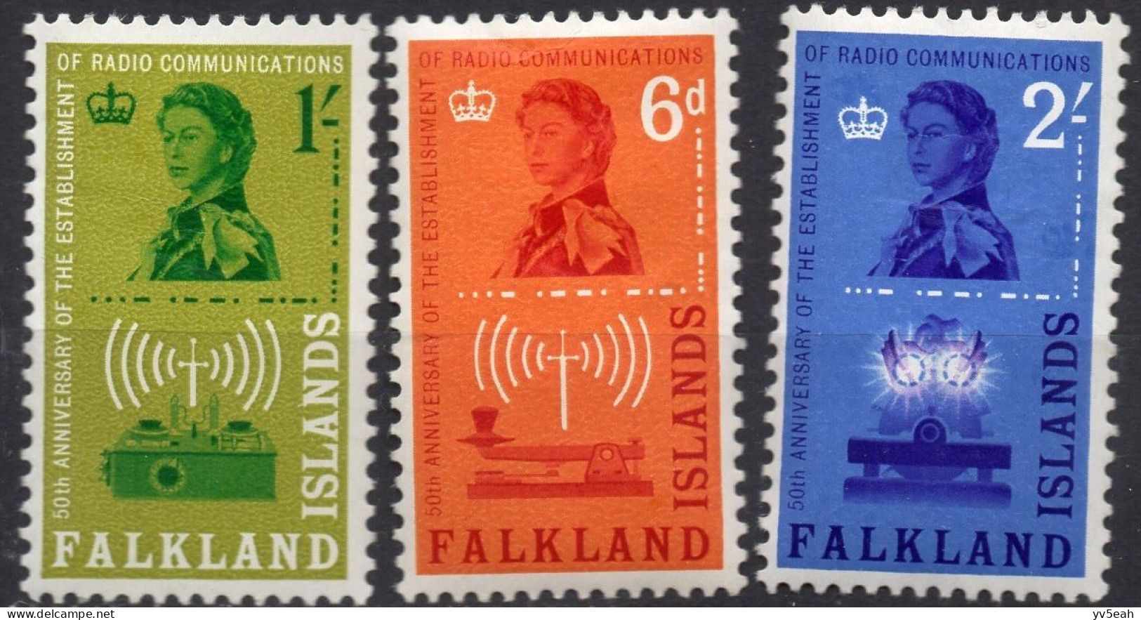 FALKLAND ISLANDS/1962/MH/SC#143-5/RADIO STATION/ QEII/ CODE MORSE / RADIO COMUNICATIONS/ FULL SET - Maldives (...-1965)