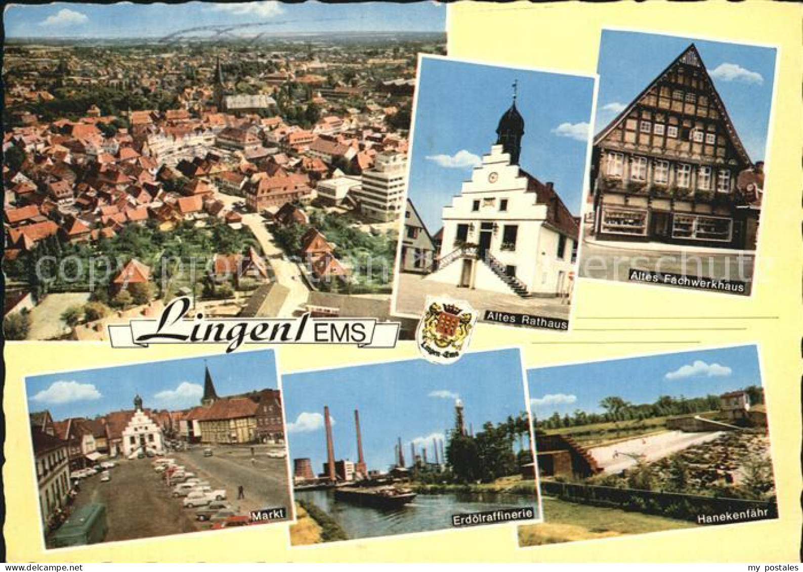 72493768 Lingen Ems Blick Ueber Die Stadt Rathaus Fachwerkhaus Hanekenfaehr Erdo - Lingen