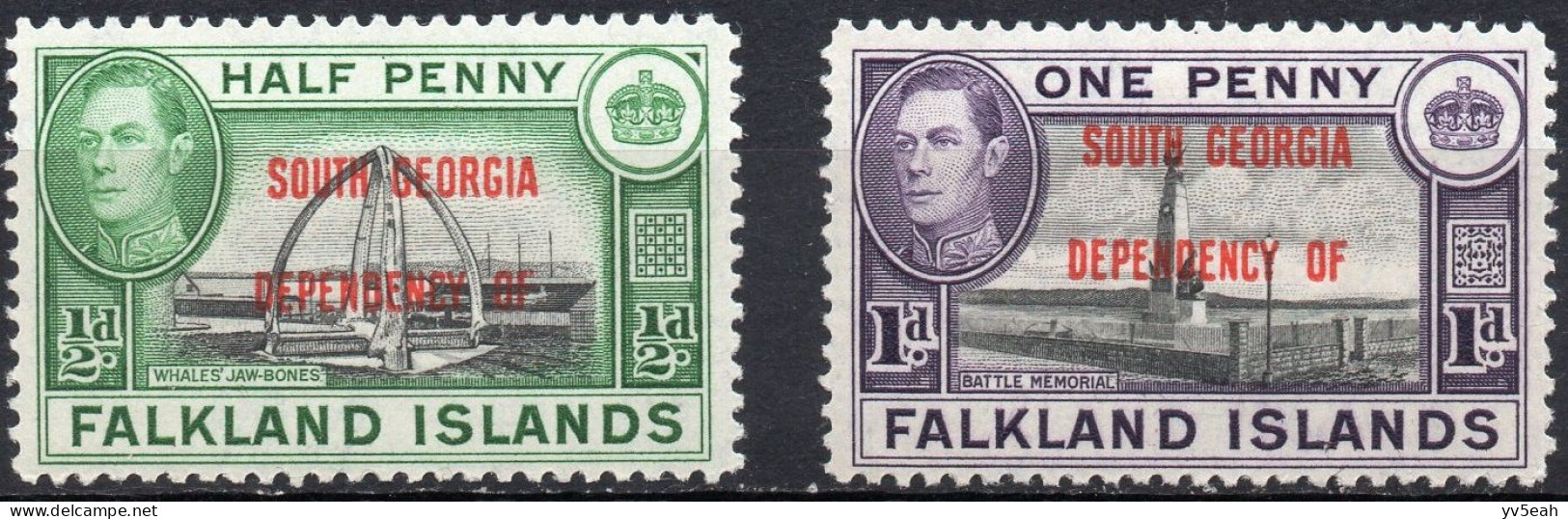 FALKLAND ISLANDS/1944/MH/SC#3L1-3L2/ KING GEORGE VI / OVERPRINTED / GRAHAM LAND/ SHORT SET - Malediven (...-1965)