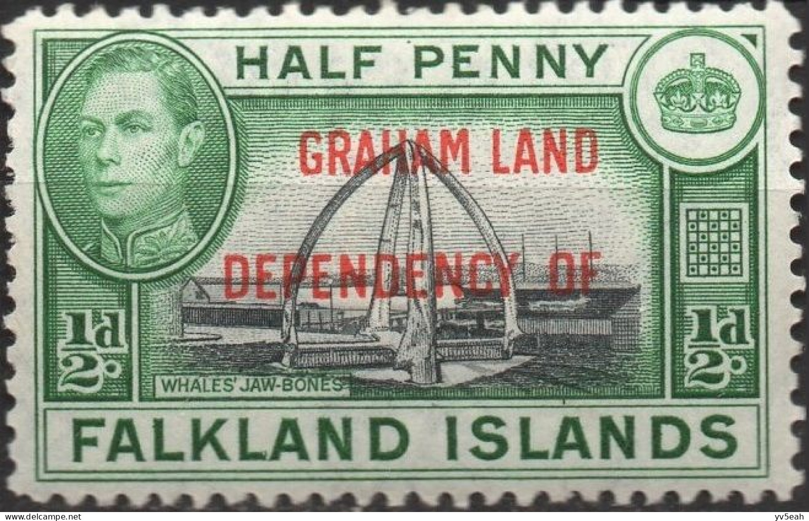 FALKLAND ISLANDS/1944/MH/SC#2L1/ KING GEORGE VI / OVERPRINTED / GRAHAM LAND/ SHORT SET - Maldivas (...-1965)