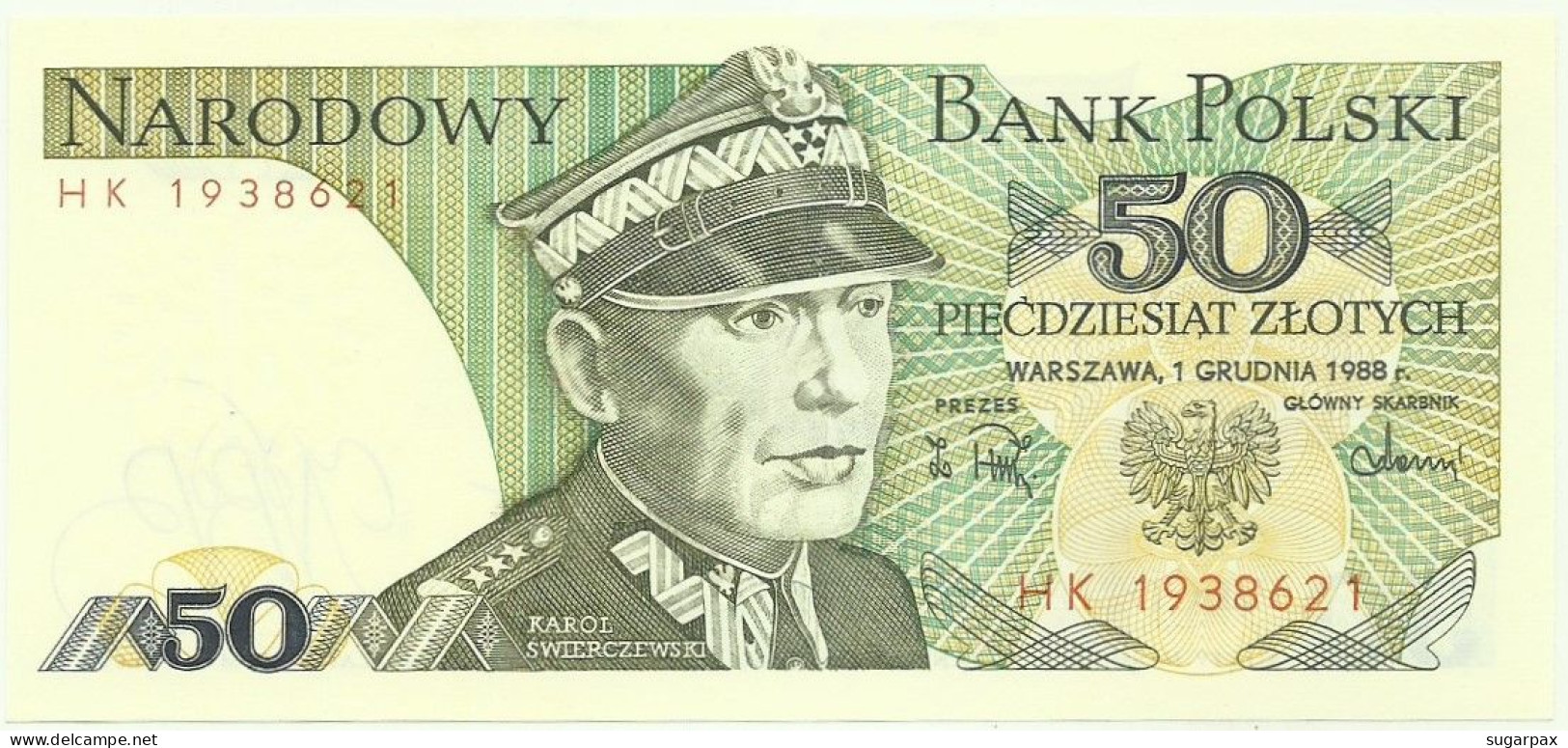 POLAND - 50 Zlotych - 1988 - Pick 142.c - Unc. - Série HK - Narodowy Bank Polski - Polen