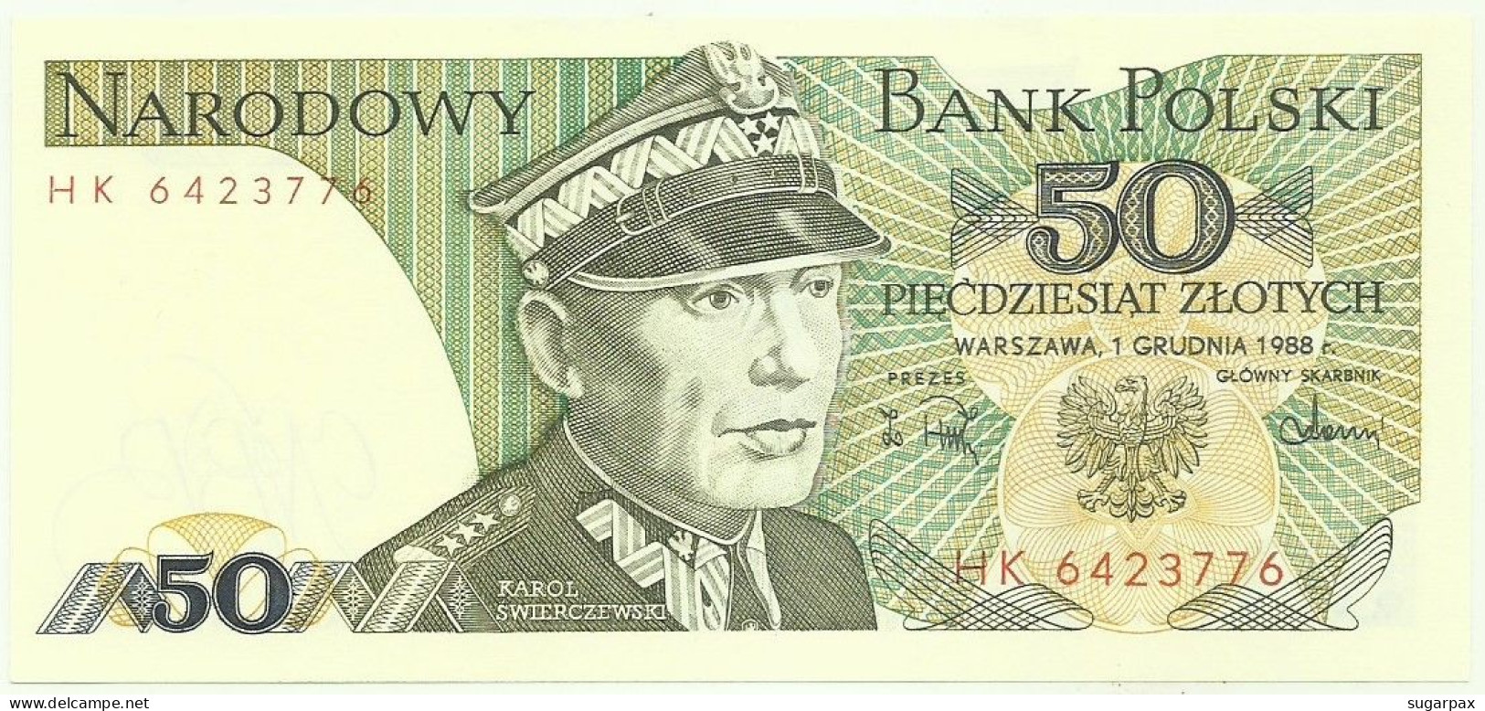 POLAND - 50 Zlotych - 1988 - Pick 142.c - Unc. - Série HK - Narodowy Bank Polski - Poland