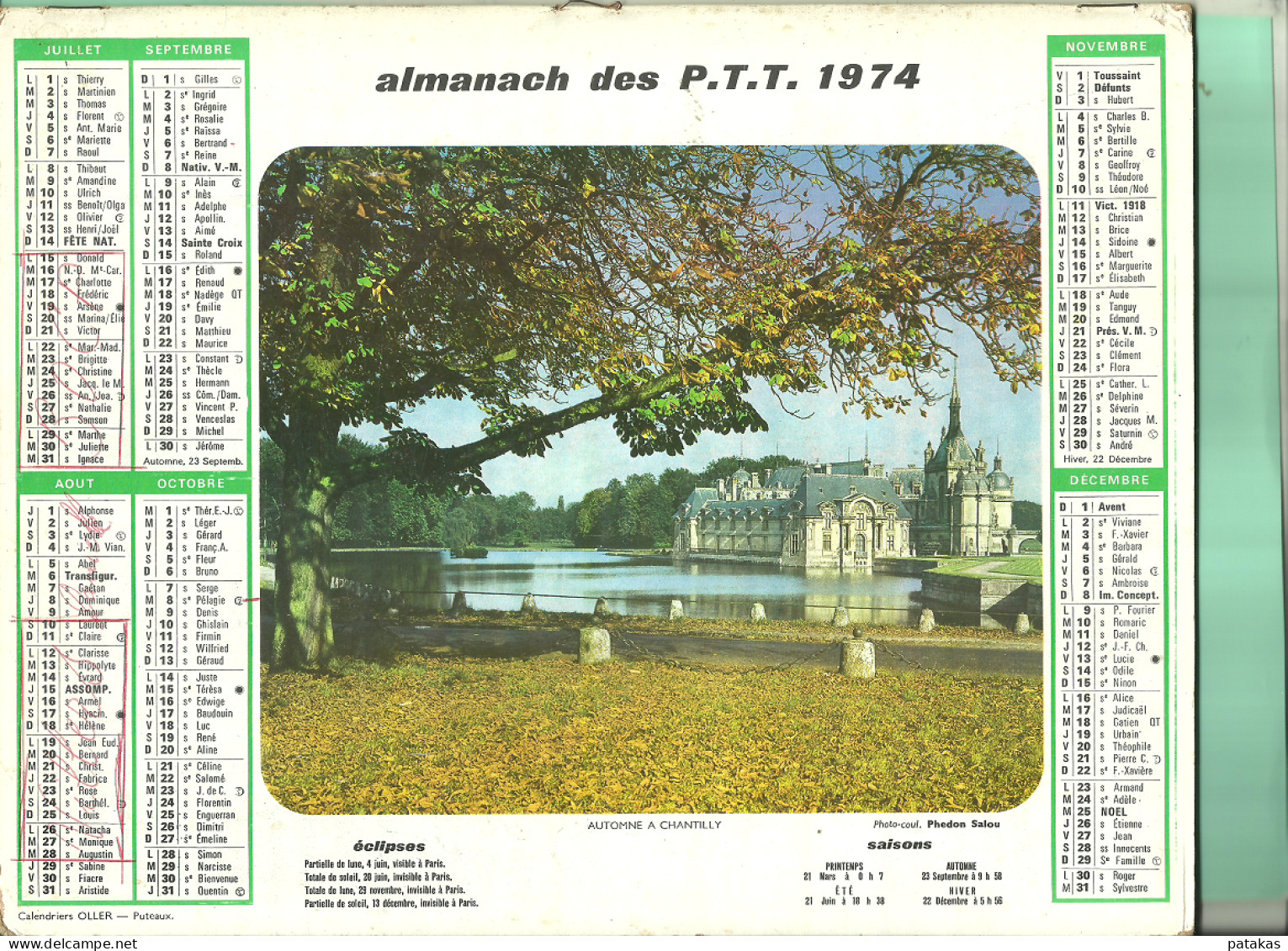 Almanach De La Poste 1974 - Tamaño Grande : 1971-80