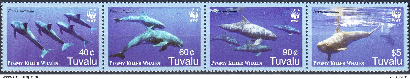 TUVALU 2006, MARINE FAUNA, WWF, DWARF GRIND WHALES, COMPLETE MNH SERIES With GOOD QUALITY, *** - Tuvalu