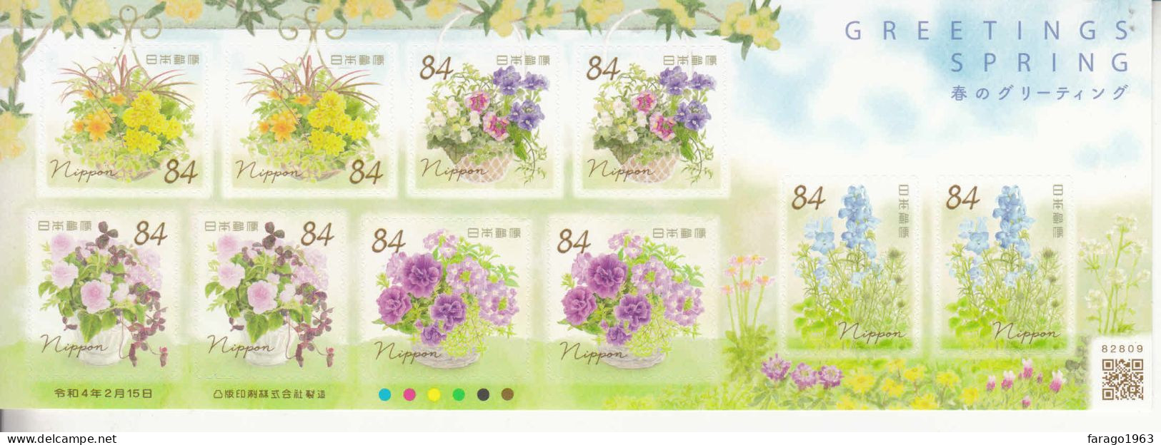 2022 Japan Greetings Spring Flowers Miniature Sheet Of 10 MNH - Neufs