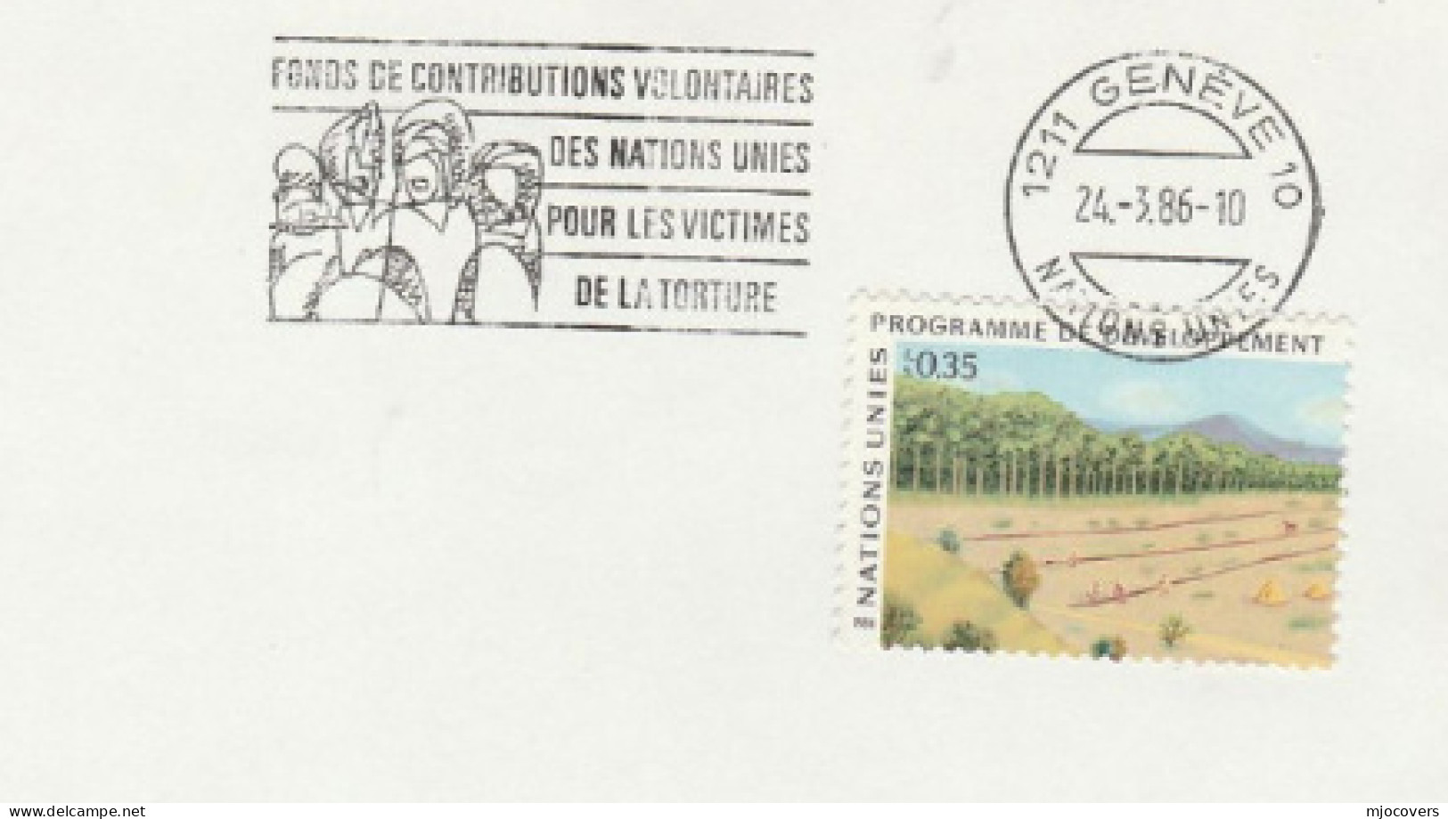 TORTURE VICTIMS Illus SLOGAN Cover UN Geneva Stamps United Nations 1986 - Lettres & Documents