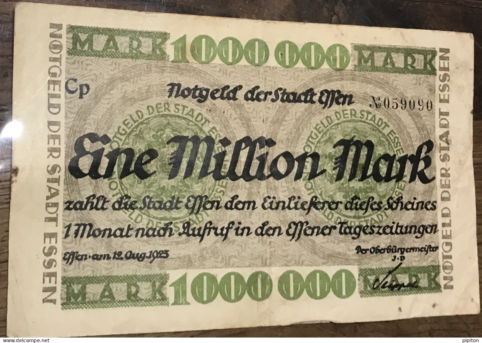 Billet 1 Million De Marks Essen 1923 - Non Classificati