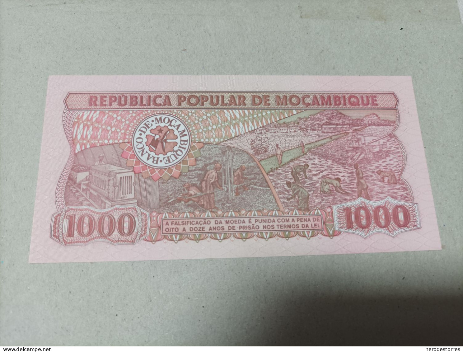 Billete Mozambique 1000 Meticais, Nº Bajisimo 0026783, Año 1989, UNC - Mozambique