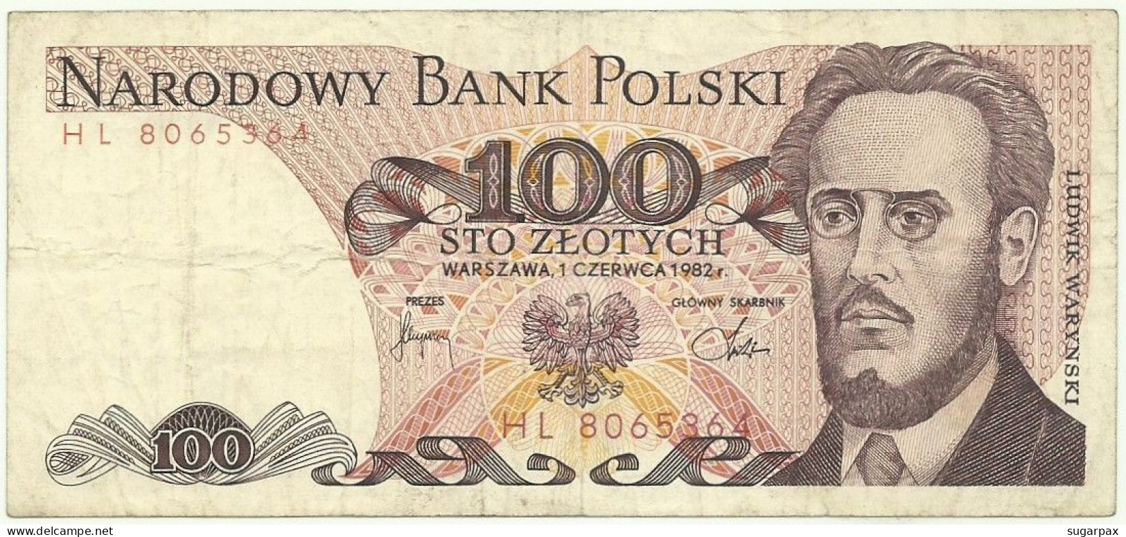 POLAND - 100 Zlotych - 1982 - Pick 143.d - Série HL - Narodowy Bank Polski - Polen