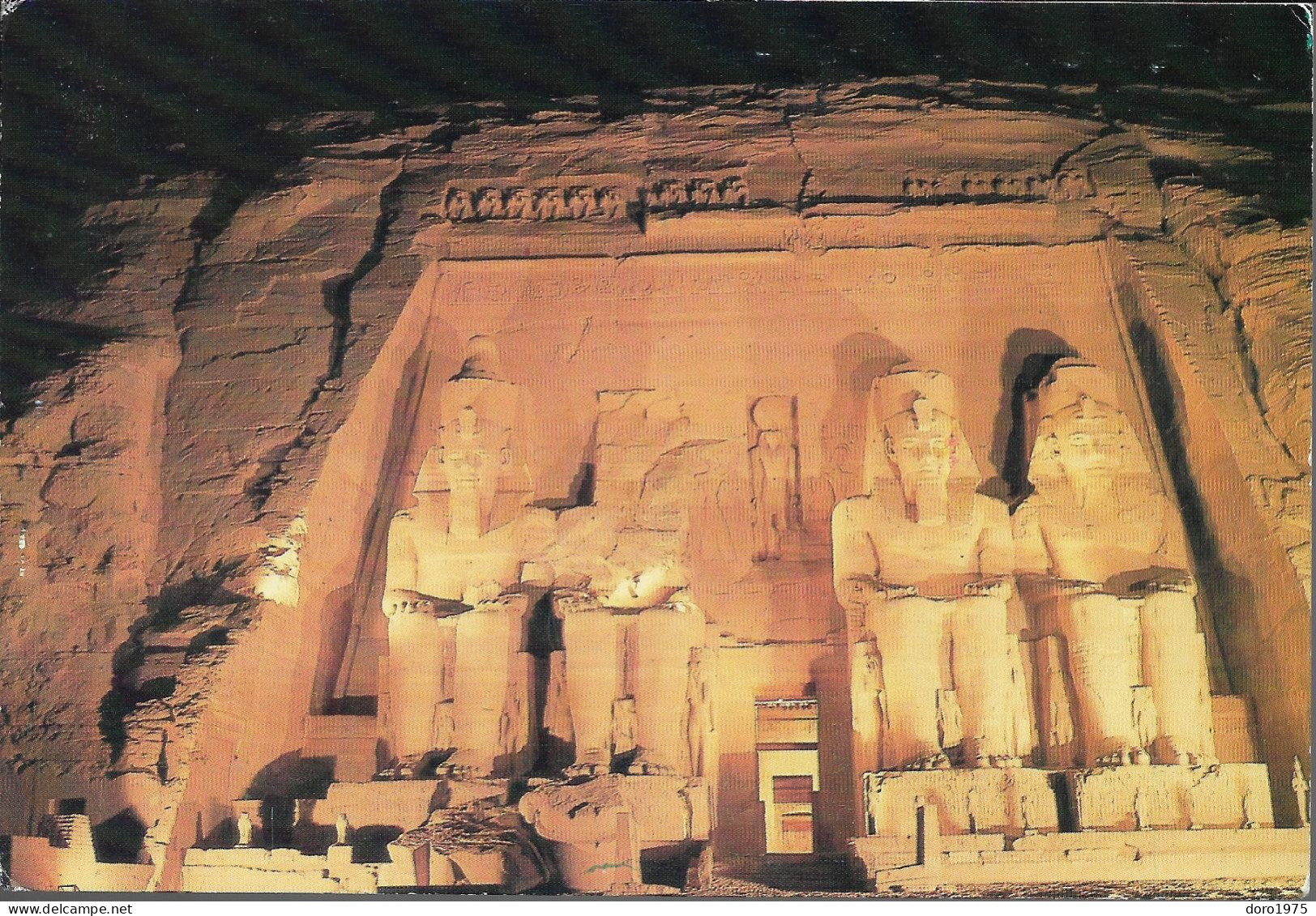 EGYPT - Abu Simbel Temple By Night - Used Postcard - Tempels Van Aboe Simbel
