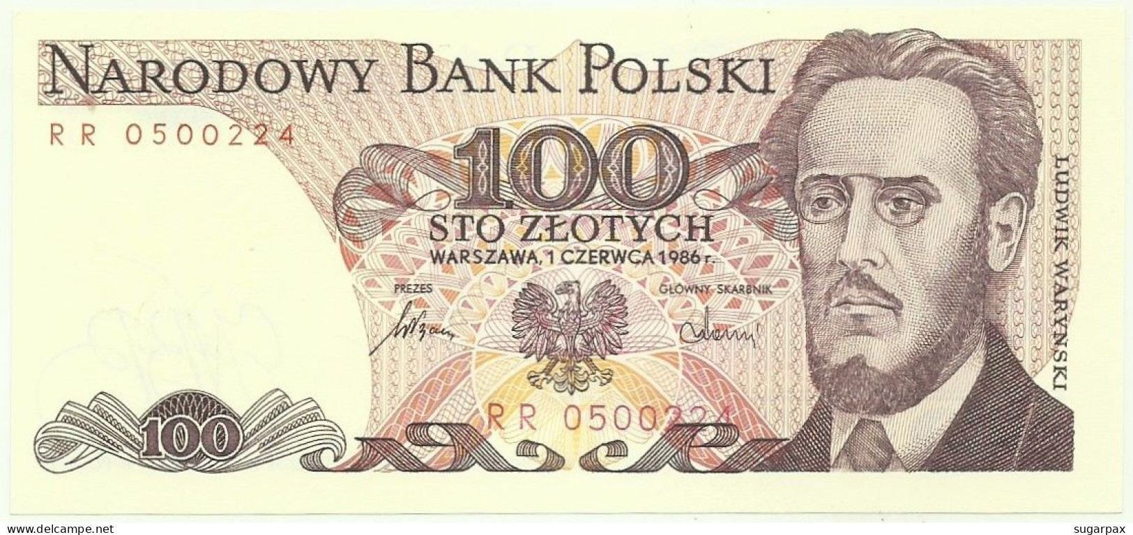 POLAND - 100 Zlotych - 1986 - Pick 143.e - Unc. - Série RR - Narodowy Bank Polski - Poland