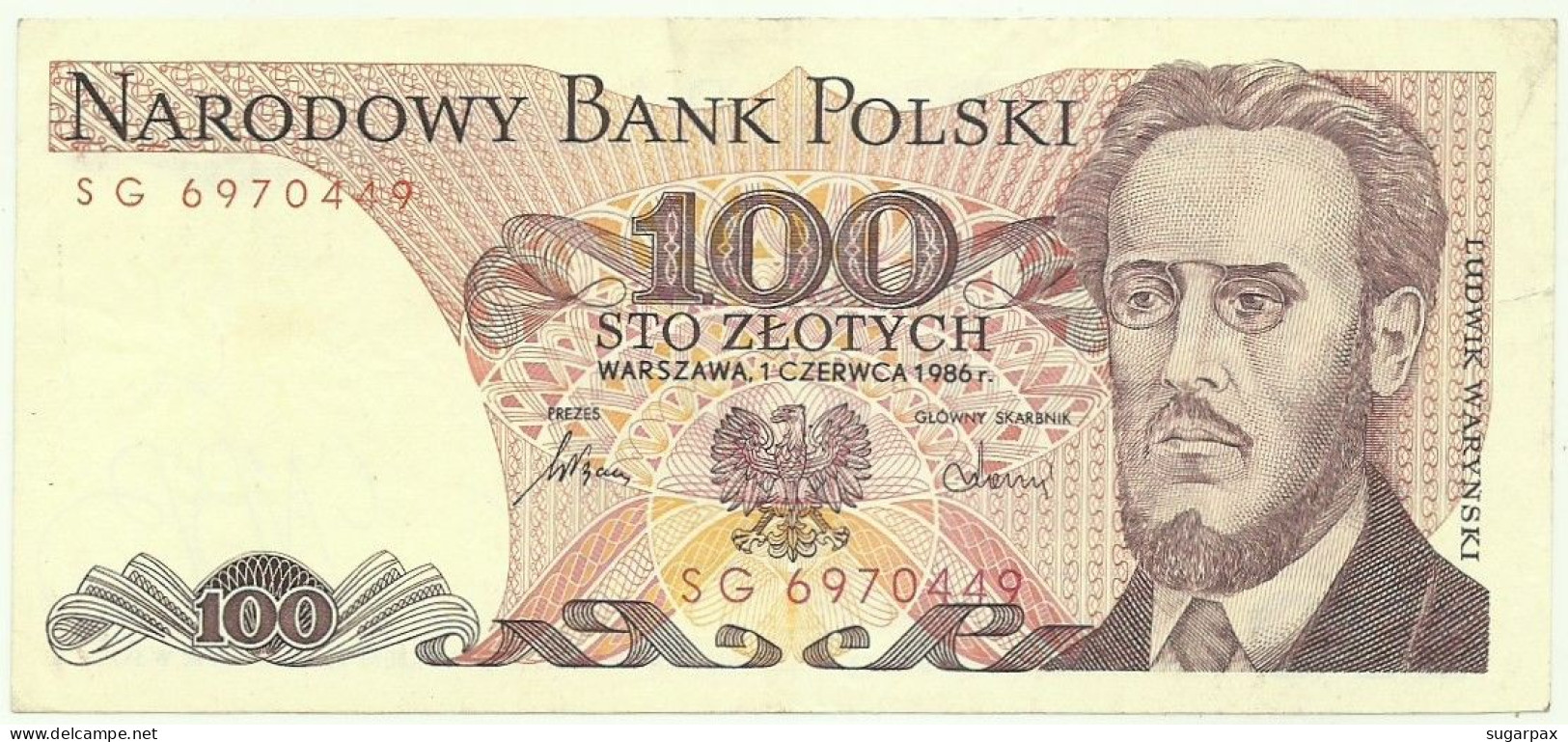 POLAND - 100 Zlotych - 1986 - Pick 143.e - Série SG - Narodowy Bank Polski - Poland