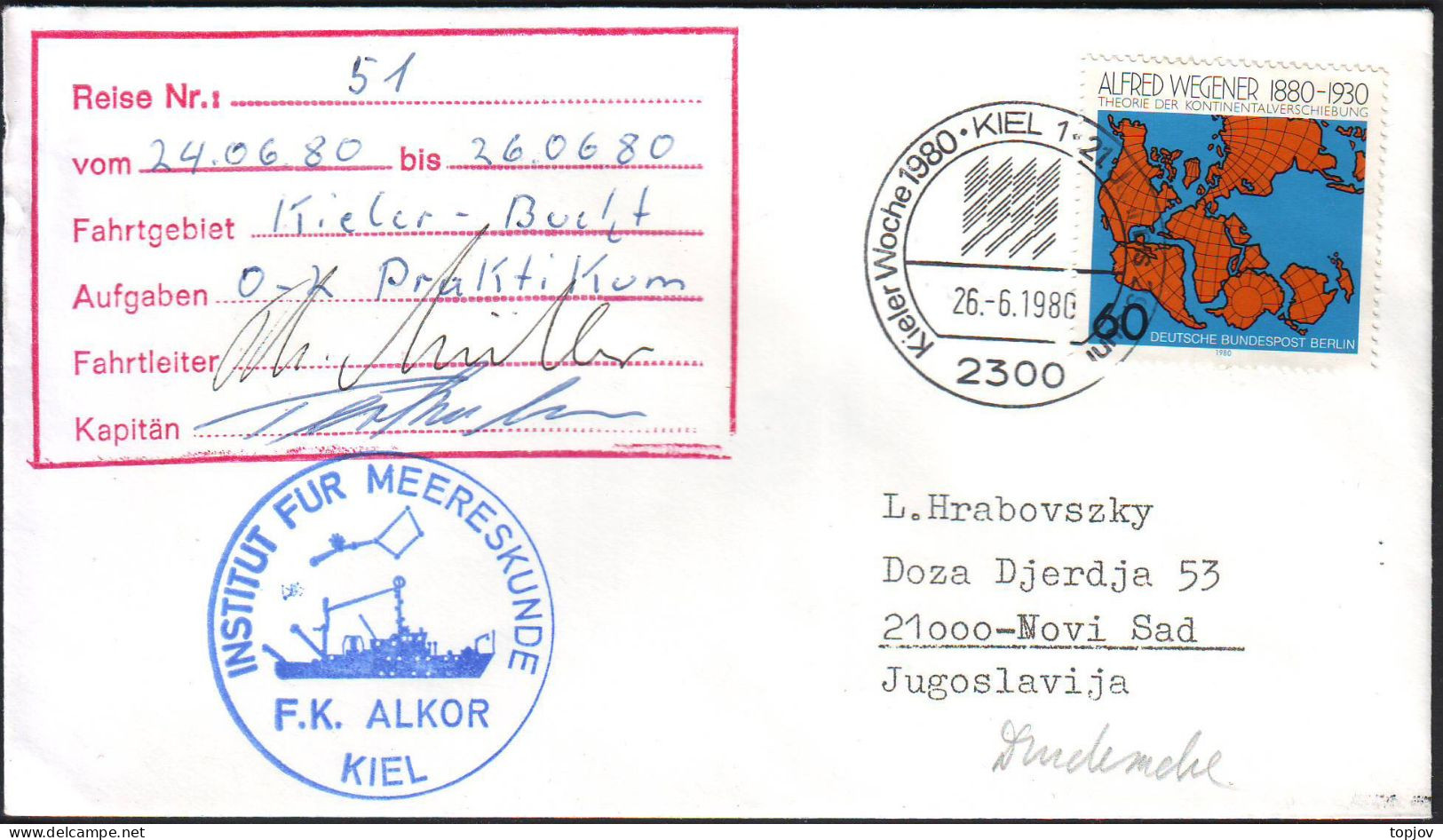 GERMANY - INSTITUT FUR MEERESKUNDE - F.K. ALKOR KIEL - 1980 - Bases Antarctiques
