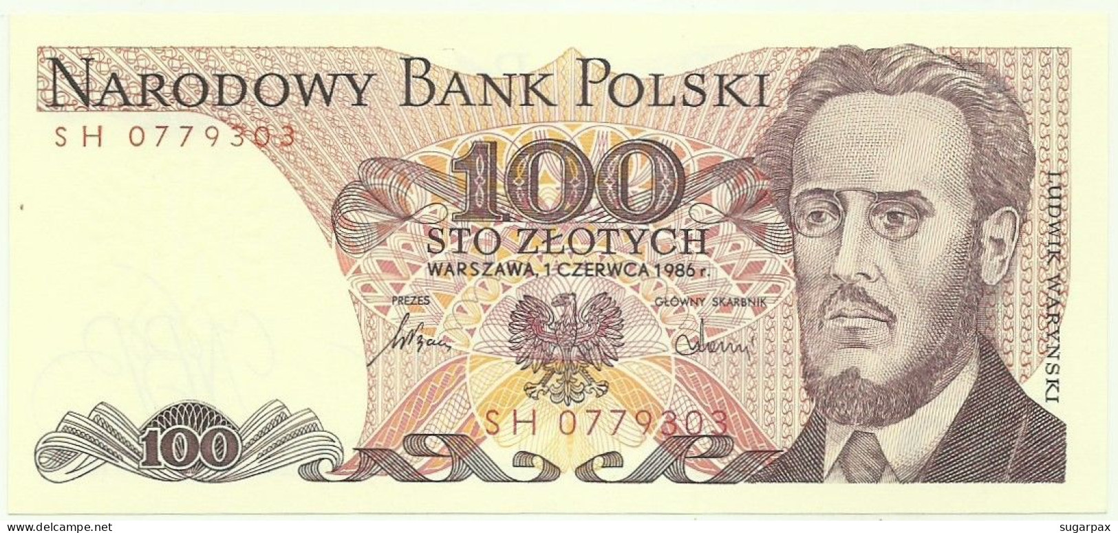 POLAND - 100 Zlotych - 1986 - Pick 143.e - Unc. - Série SH - Narodowy Bank Polski - Polen