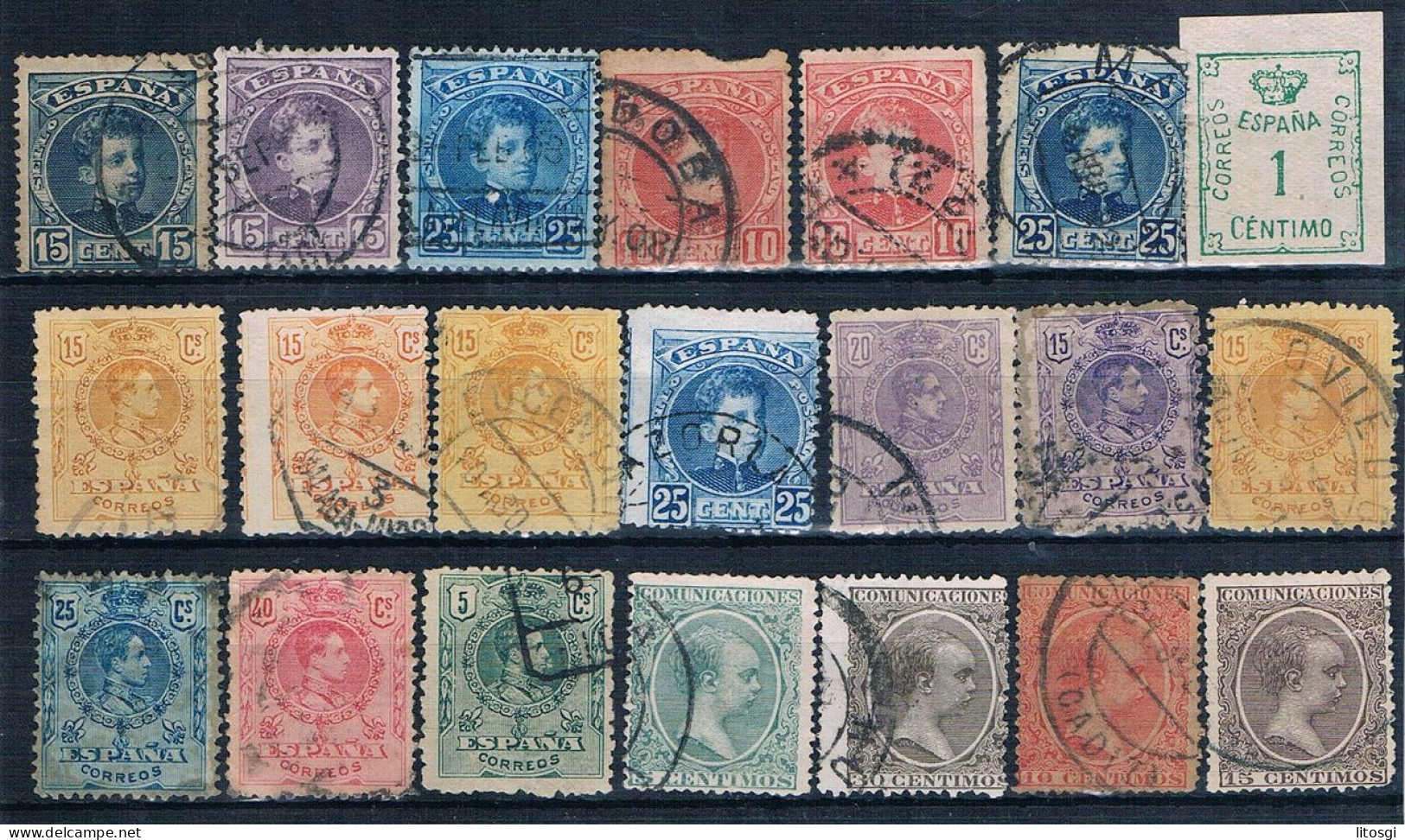 ESPAÑA 1900/1931 LOTE DE 42 SELLOS USADOS ALFONSO XIII 2 FOTOGRAFÍAS - Usados