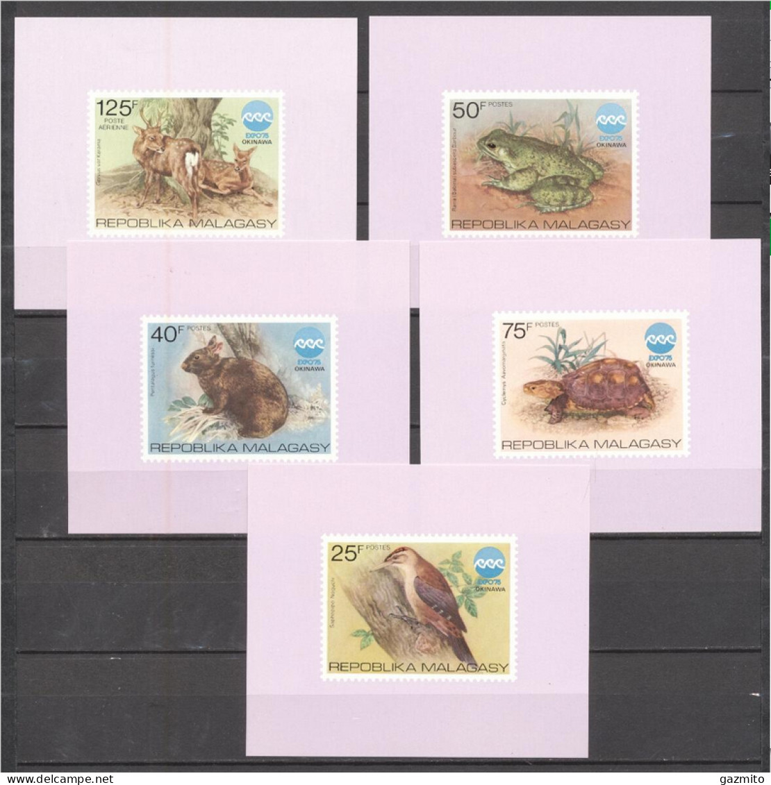 Madagascar 1975, PhilaExpo In Okinawa, Frog, Turtle, Bird, 5Block - Rane