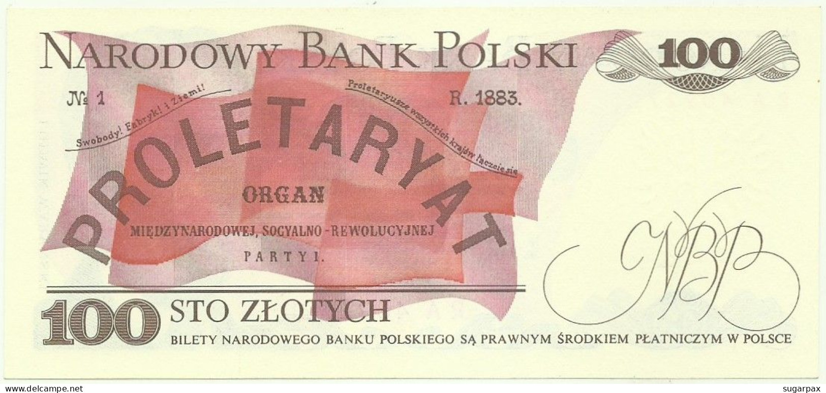 POLAND - 100 Zlotych - 1988 - Pick 143.e - Unc. - Série RG - Narodowy Bank Polski - Poland