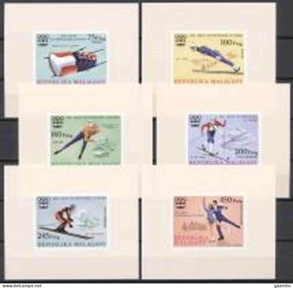Madagascar 1975, Olympic Games In Innsbruck, Skiing, Skating, Bobsleiging, 6BF Deluxe - Kunstschaatsen