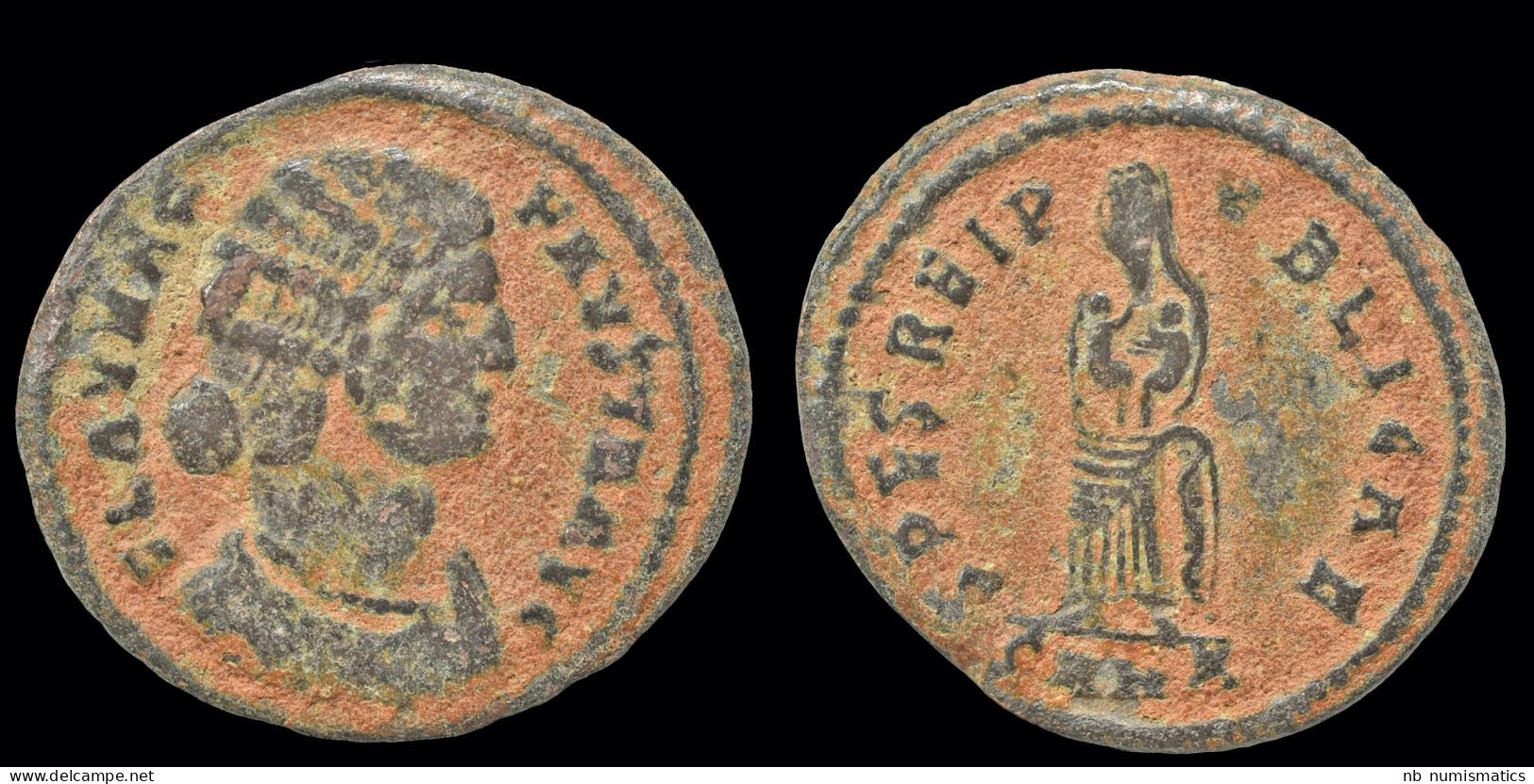 Fausta ,Augusta AE Follis Spes Standing Facing - L'Empire Chrétien (307 à 363)