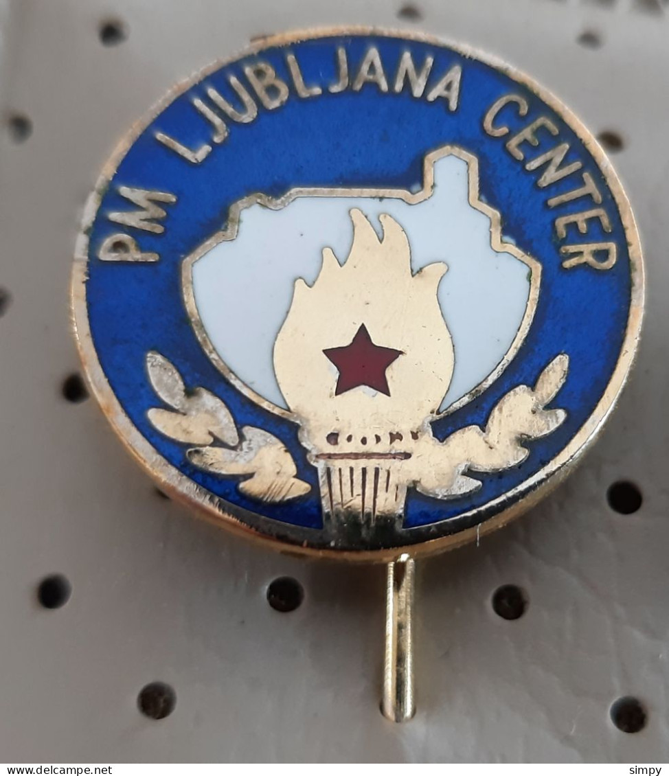 POLICE  Station Policija Postaja Milice PM Ljubljana Center Slovenia Ex Yugoslavia Enamel Pin - Police