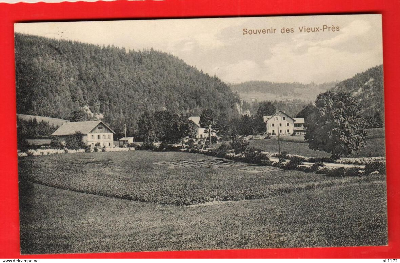 ZXP-16  RARE Souvenir Des Vieux-Prés Val-de-Ruz  Fehlmann 39  Cachet Vieux-Prés 1917 - Val-de-Ruz