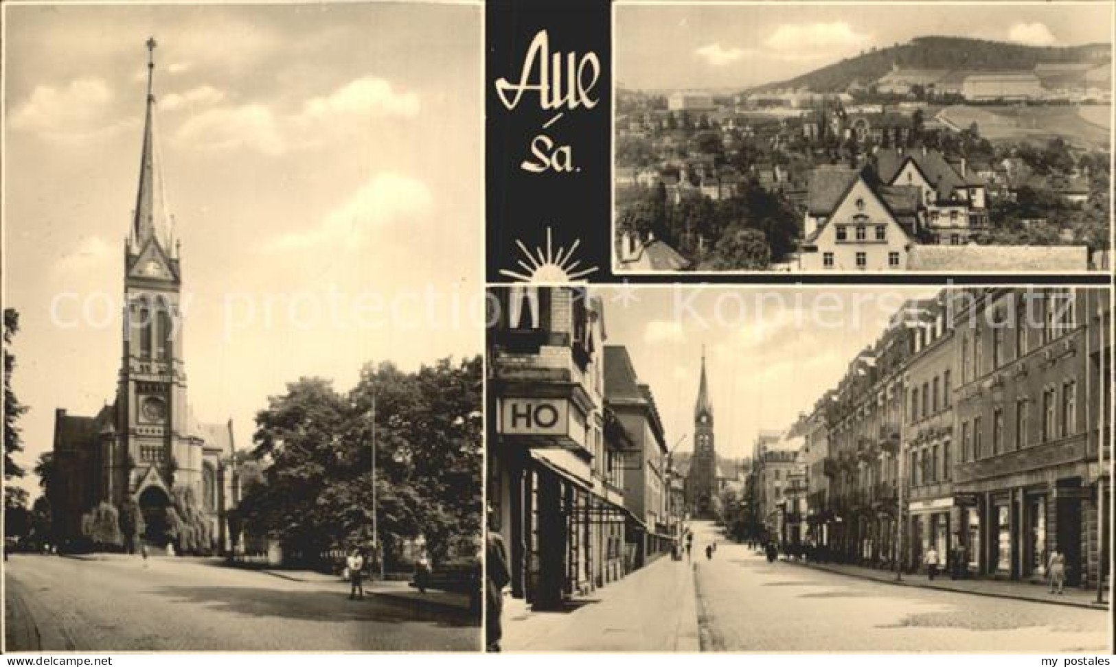 72327234 Aue Sachsen Kirche Strassenpartie Panorama Aue - Aue