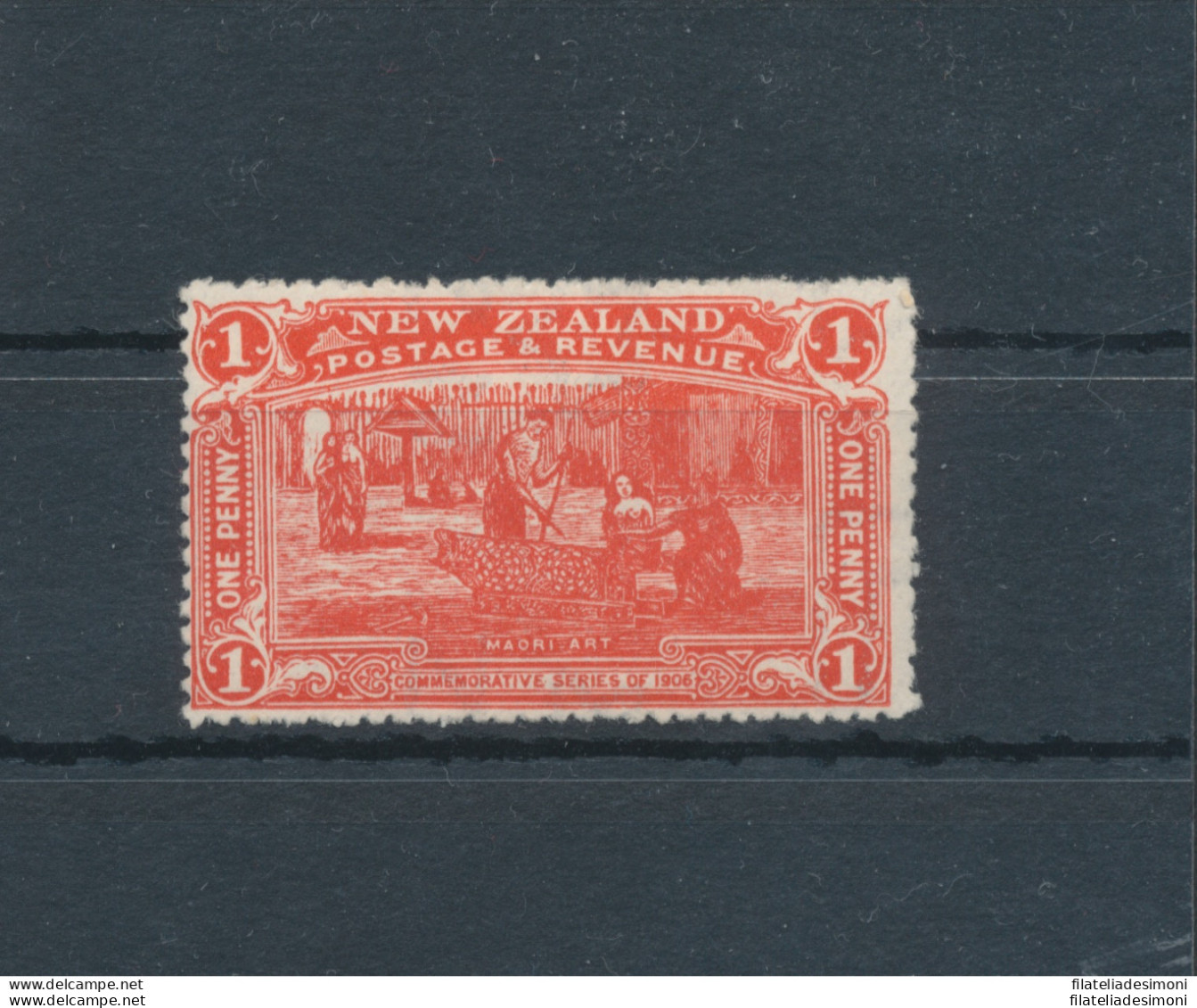1906 NEW ZEALAND - Stanley Gibbons N. 371 - 1 D. Vermillion - MH* - Other & Unclassified