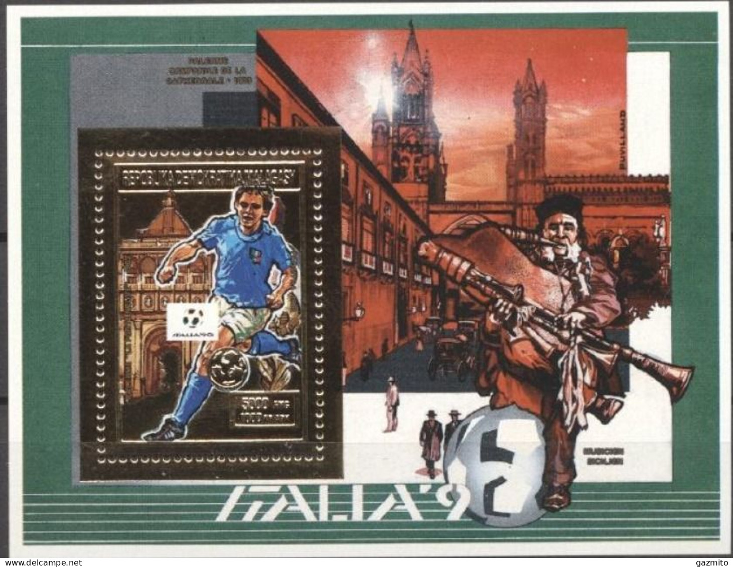Madagascar 1989, Football World Cup In Italy, GOLD Block - 1990 – Italien