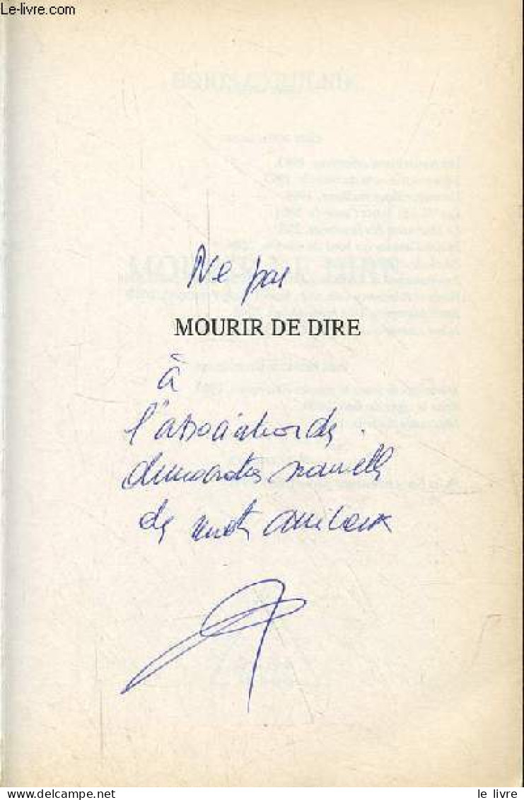 Mourir De Rire - La Honte - Dédicace De L'auteur. - Cyrulnik Boris - 2010 - Livres Dédicacés