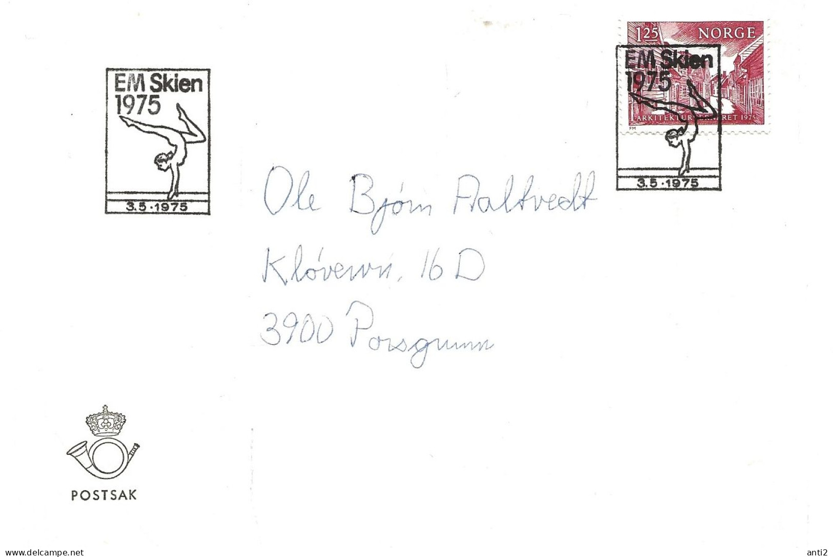 Norway 1975 Cover With Special  Cancellation "EM Skien 1974"  Cancelled On Mi 701  -    3.5.75 - Brieven En Documenten