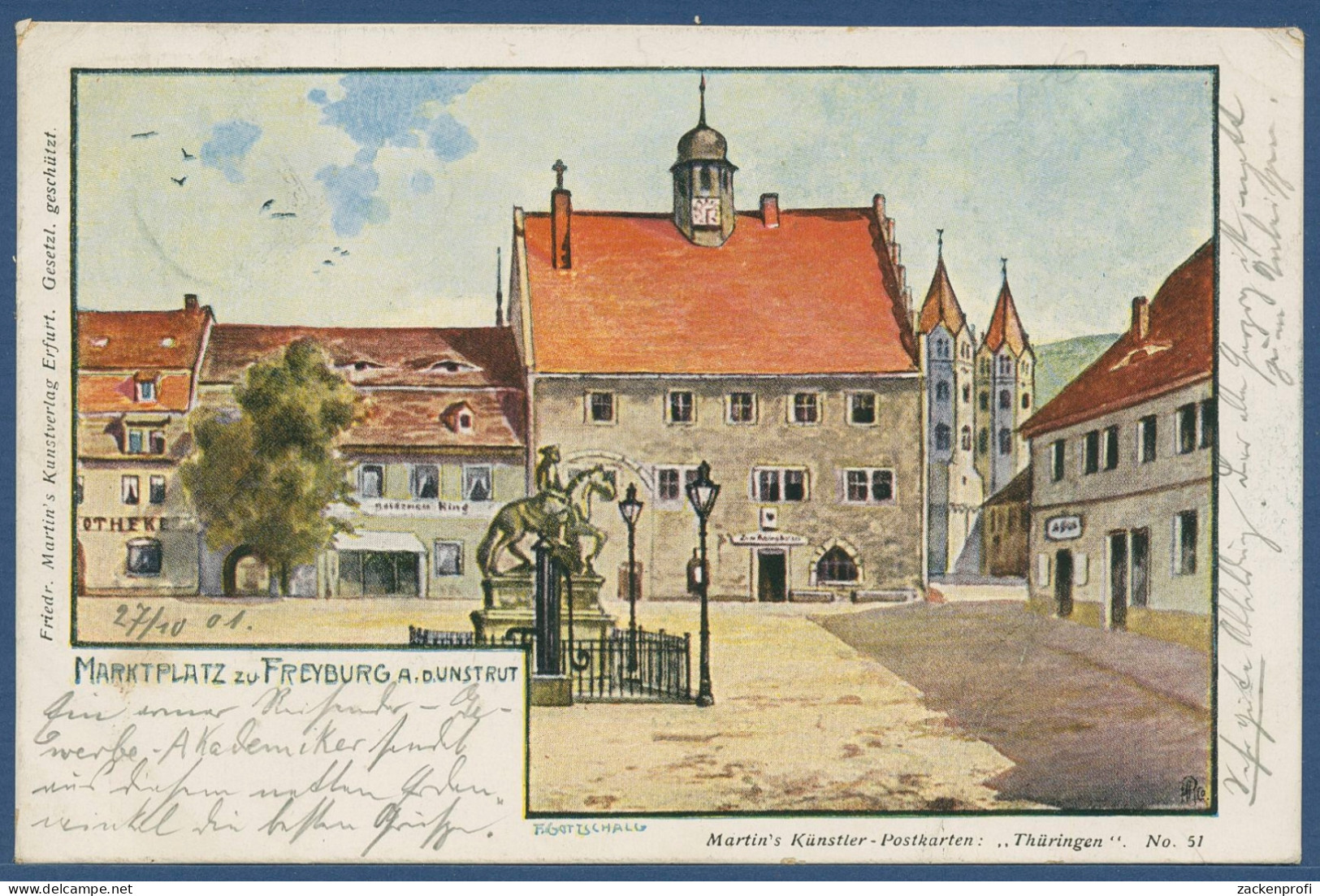 Marktplatz Zu Freyburg An Der Unstrut, Gelaufen 1901 (AK3903) - Freyburg A. D. Unstrut