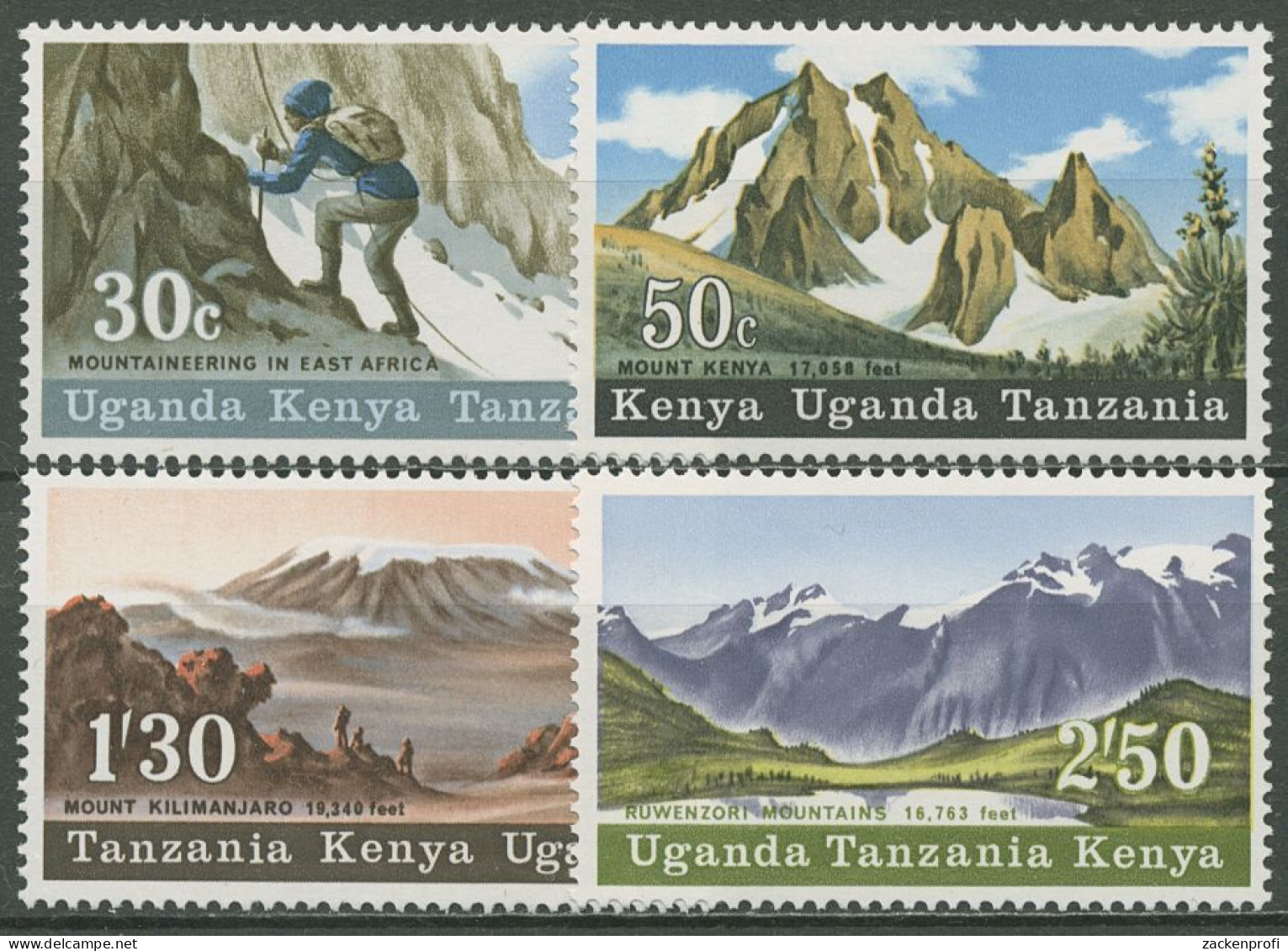 Ostafrikanische Gem. 1968 Berge Gebirge Wandern 169/72 Postfrisch - Kenya, Ouganda & Tanzanie