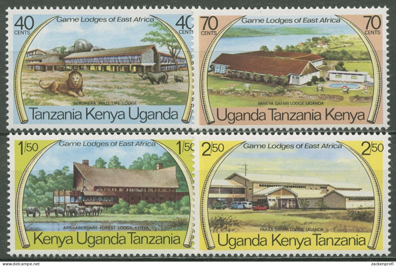 Ostafrikanische Gem. 1975 Safari-Herbergen In Ostafrika Löwe 287/90 Postfrisch - Kenya, Uganda & Tanzania