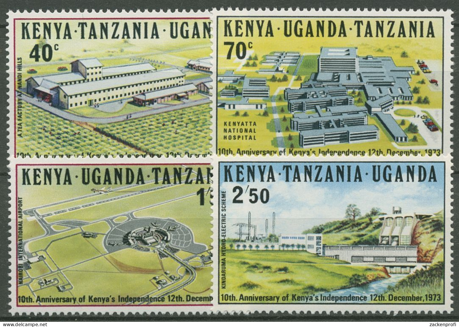Ostafrikanische Gem. 1973 Teefabrik Krankenhaus Kraftwerk 263/66 Postfrisch - Kenya, Ouganda & Tanzanie