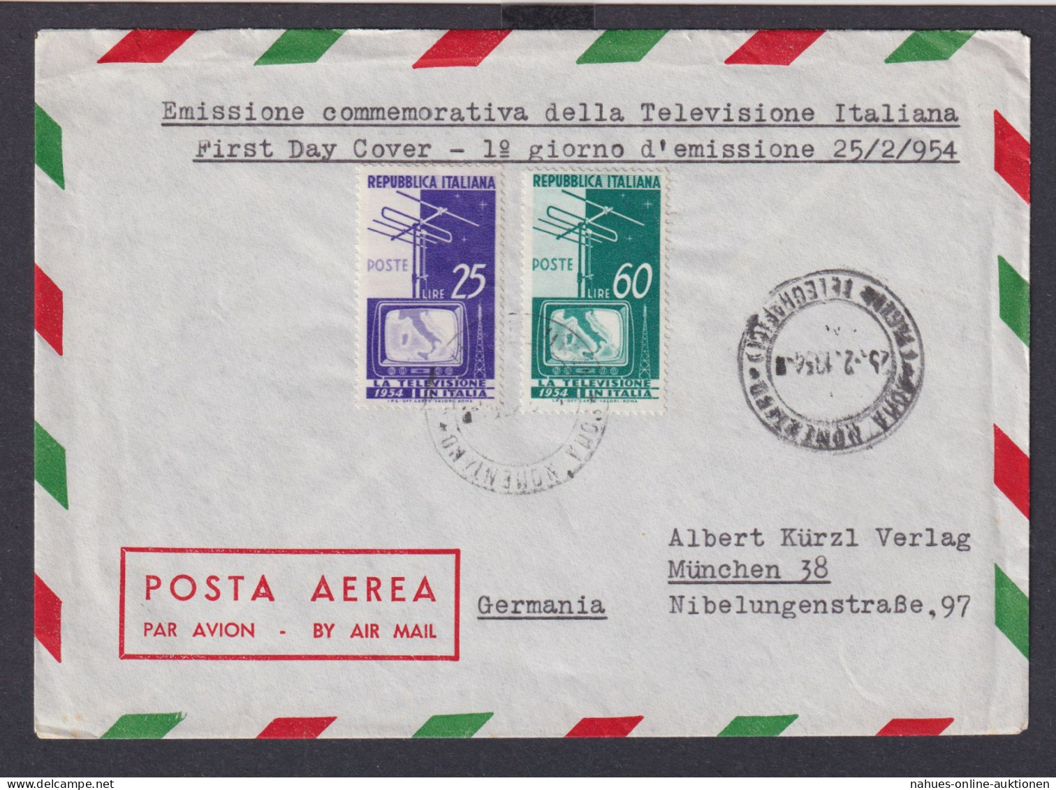 Flugpost Rom Italien Brief München Luftpost - Usati