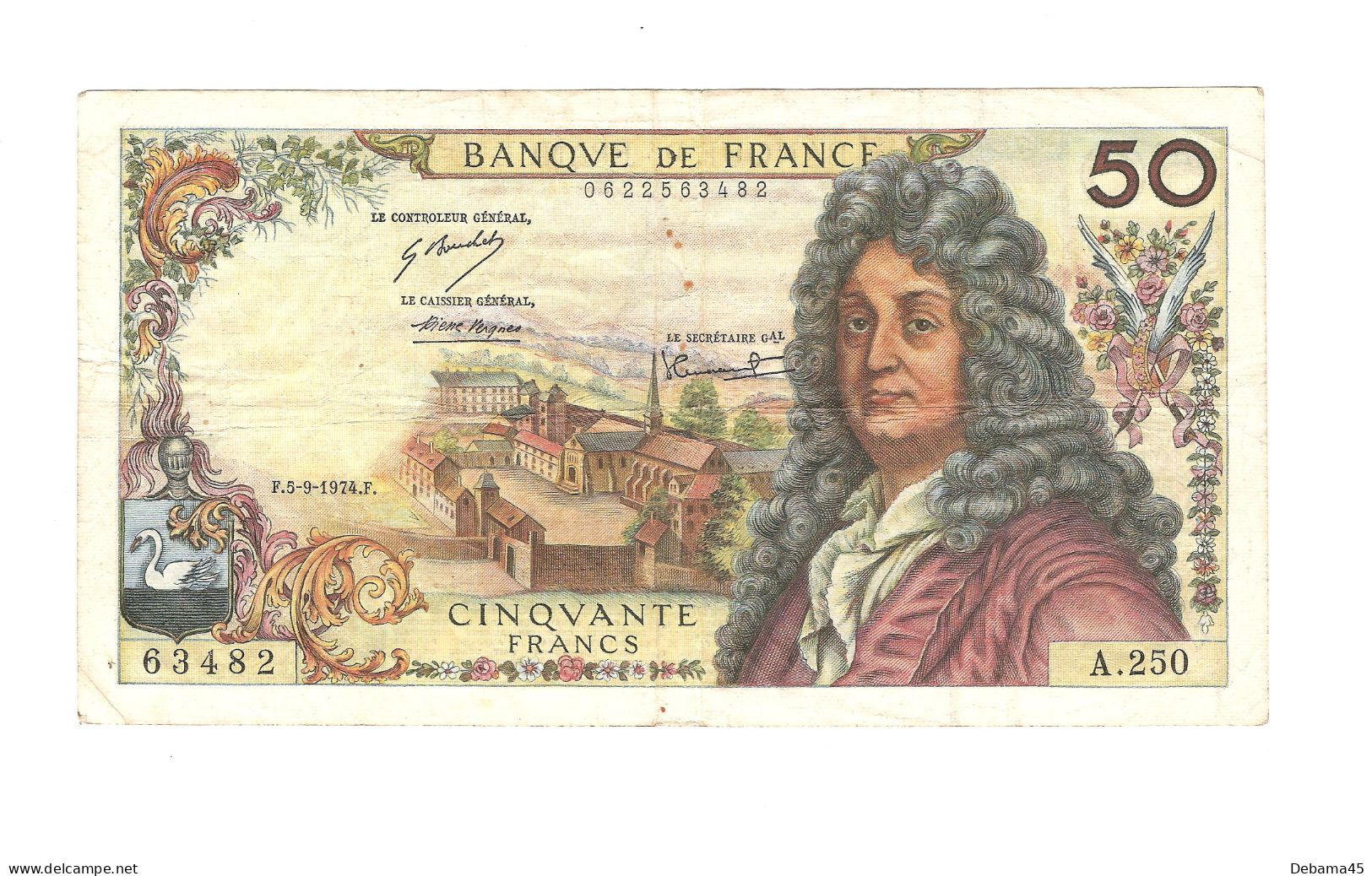 ALB/ France : 50 Francs RACINE - 05/09/1974 - 2 Trous D'épingle, Pliures - 50 F 1962-1976 ''Racine''