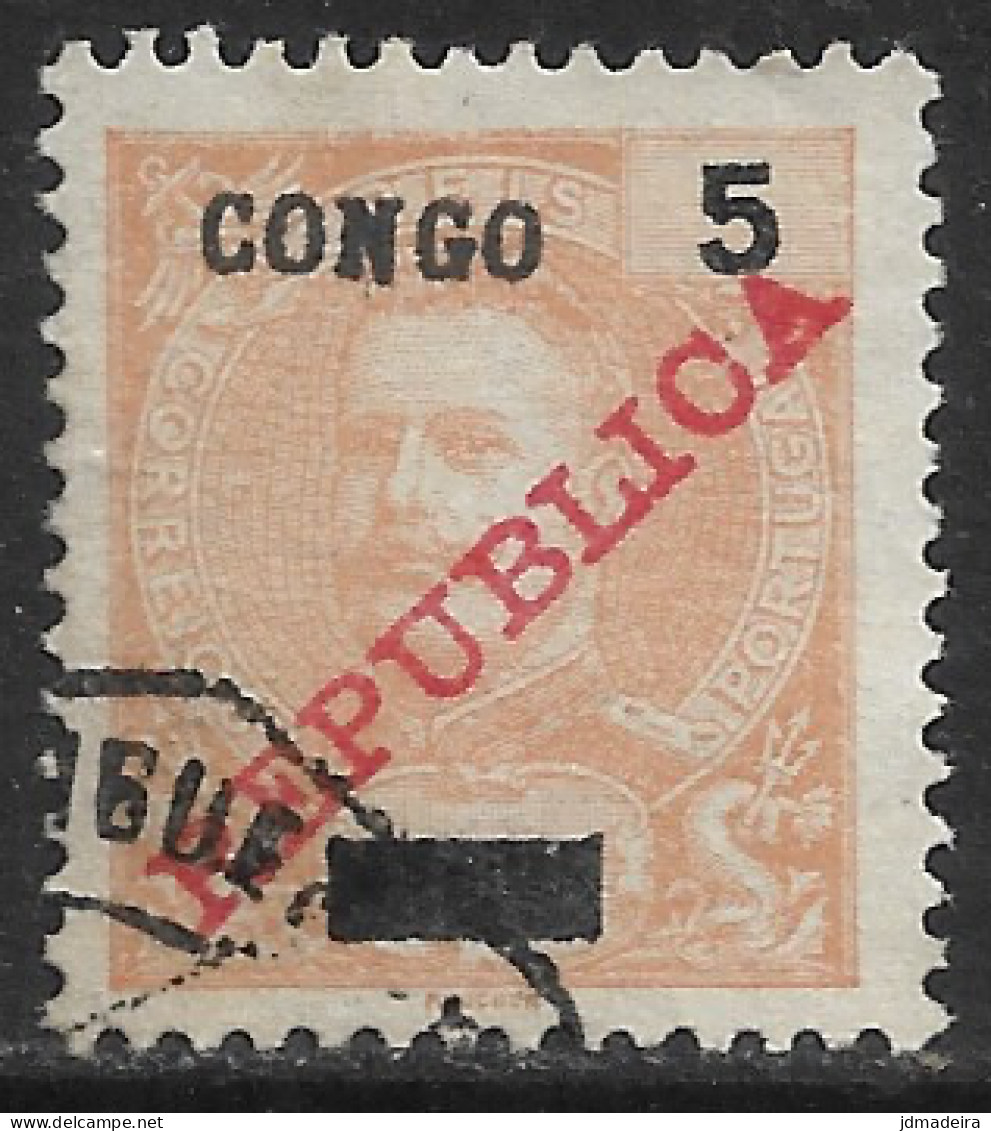 Portuguese Congo – 1910 King Carlos Overprinted REPUBLICA And CONGO 5 Réis Used Stamp - Portugees Congo