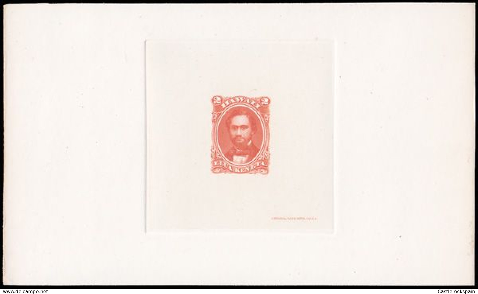 O) 1864 HAWAII,  DIE PROOF, INDIA PAPER, KING KAMEHAMEHA IV, SCT 31 2c Rose Vermilion, NATIONAL BANK NOTE, XF - Hawaï