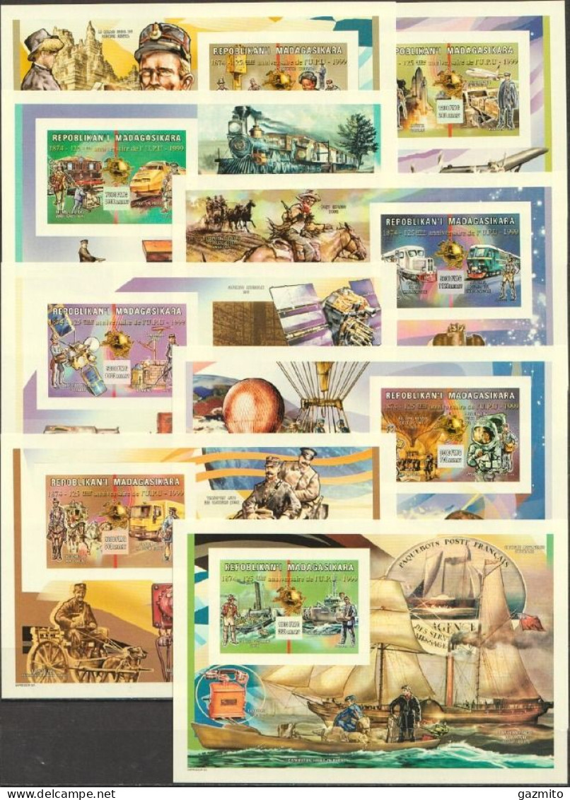 Madagascar 2000, UPU, Train, Balloon, Space, Horse, BF IMPERFORATED - UPU (Wereldpostunie)