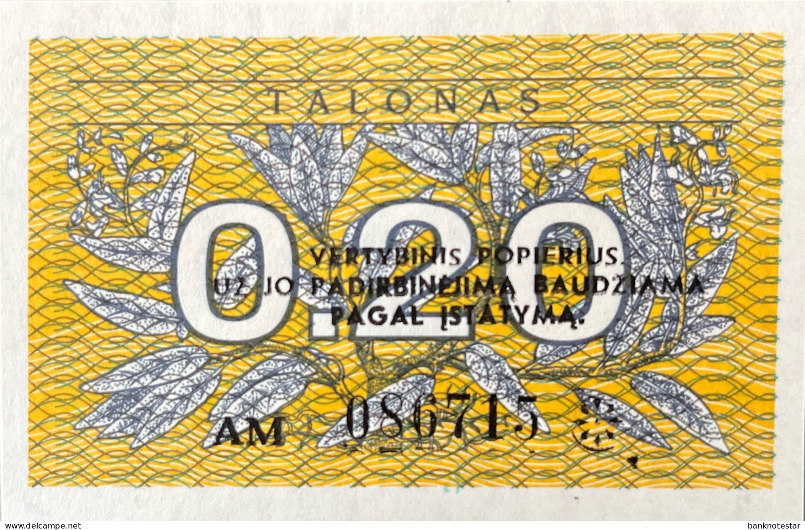 Lithuania 0.20 Talonas, P-30 (1991) - UNC - Litouwen