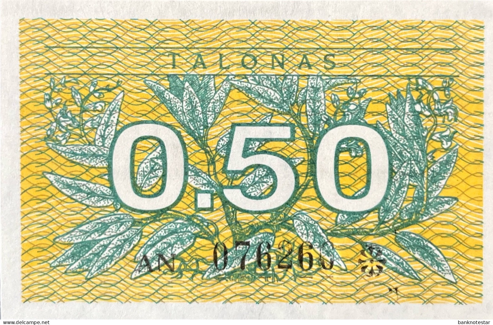 Lithuania 0.50 Talonas, P-31a (1991) - UNC - Lituania