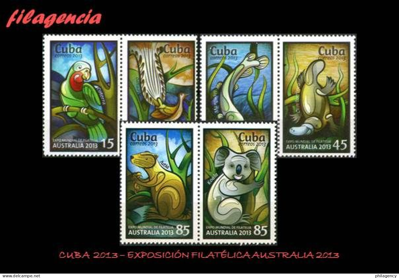 CUBA MINT. 2013-14 EXPOSICIÓN FILATÉLICA AUSTRALIA 2013. FAUNA DE AUSTRALIA & CUBA - Nuevos