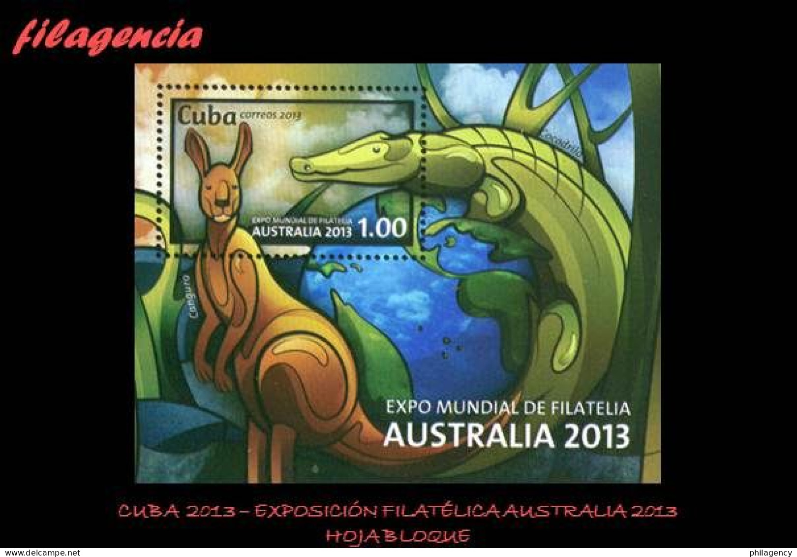 CUBA MINT. 2013-14 EXPOSICIÓN FILATÉLICA AUSTRALIA 2013. FAUNA DE AUSTRALIA & CUBA. HOJA BLOQUE - Nuevos