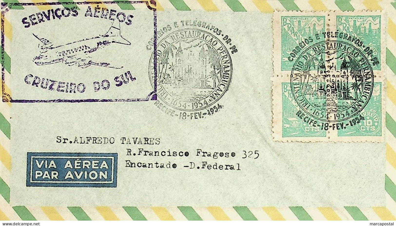 1954 Brasil / Brazil Cruzeiro Do Sul Correio Aéreo / Airmail - Aéreo